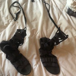 Boho free people lace up sandals